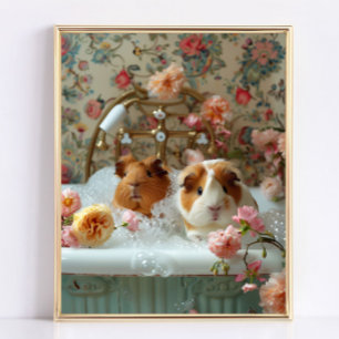 Marsvin Konst, Marsvin i Badkar Konst Poster