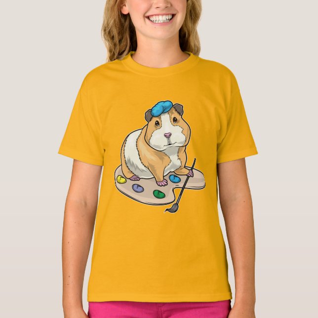 Marsvin Målare Målarpensel Målarfärg T Shirt (Framsida)