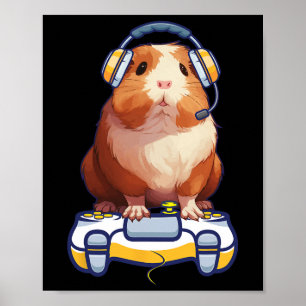Marsvin och videospelare Älskare Fluffig Cavy Spel Poster
