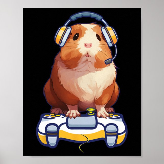Marsvin och videospelare Älskare Fluffig Cavy Spel Poster (Framsidan)