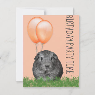Marsvin Orange ballonger Anpassad födelsedag Inbjudningar