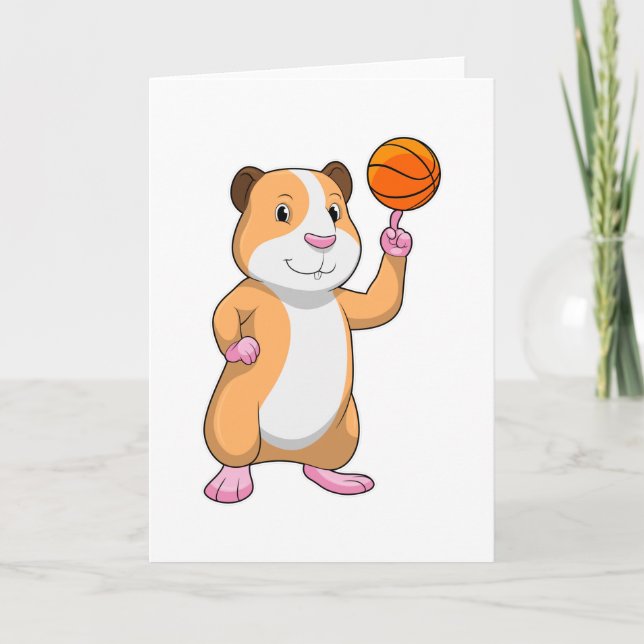Marsvin som basketbollspelare med basketboll.pn kort (Framsida)