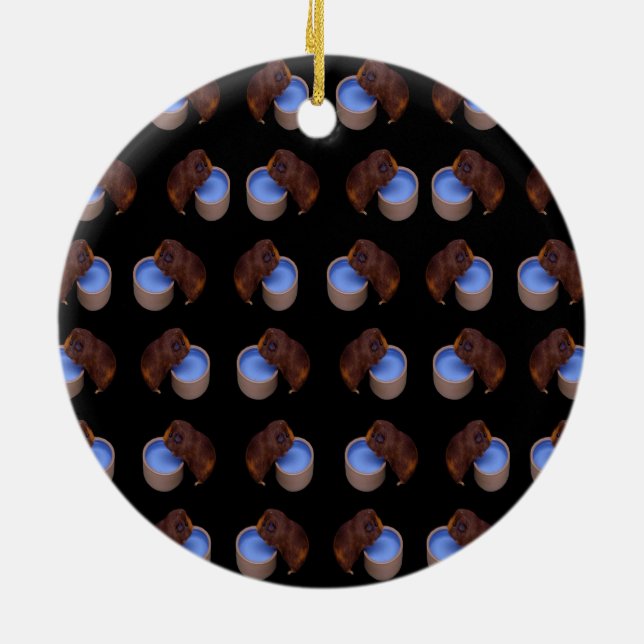 Marsvin Stående Drickande Mönster, Julgransprydnad Keramik (Baksidan)