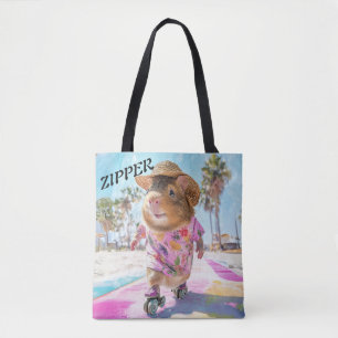 Marsvin Zipper i rosa med stil och flärd Tygkasse