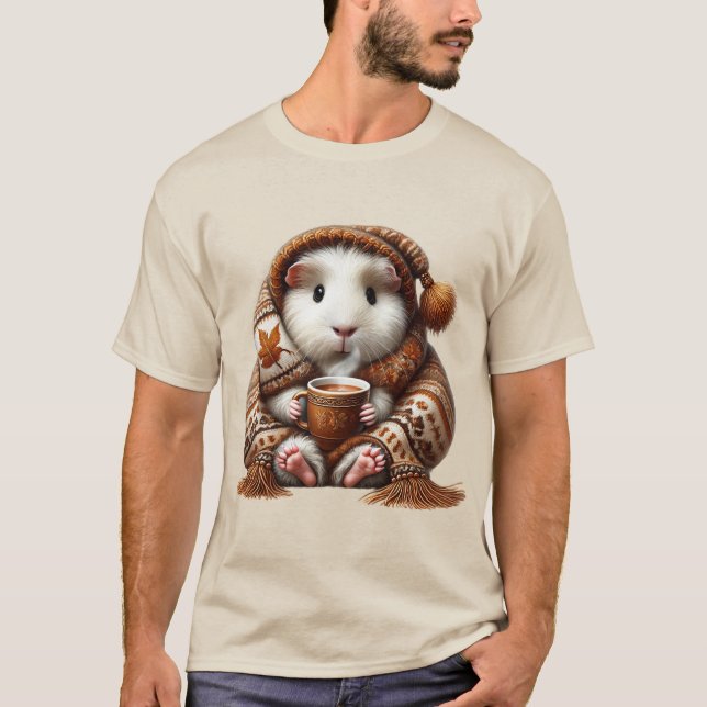 Marsvinets Lycka: Att Chilla med en Kopp Kaffe T Shirt (Framsida)