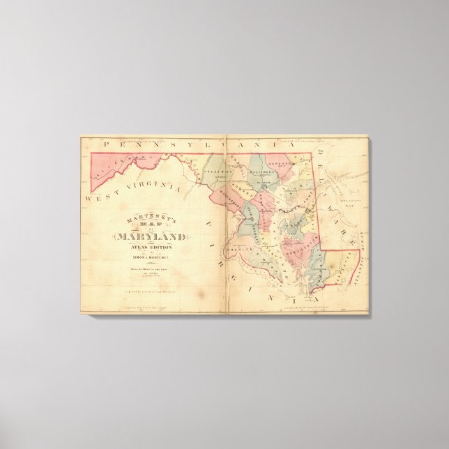 Martenets Karta i Maryland, Atlas Edition Canvastryck (Framsida)