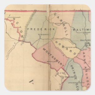 Martenets Karta i Maryland, Atlas Edition Fyrkantigt Klistermärke