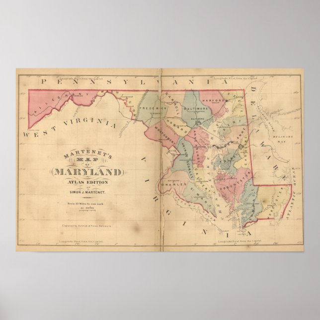 Martenets Karta i Maryland, Atlas Edition Poster (Framsidan)
