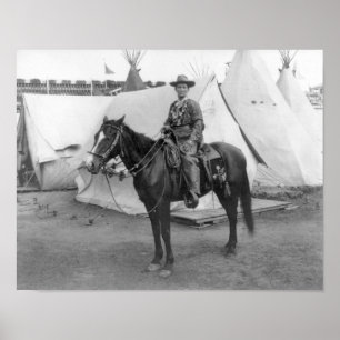 Martha kanariefågel "Calamity Jane" på hästrygg Poster