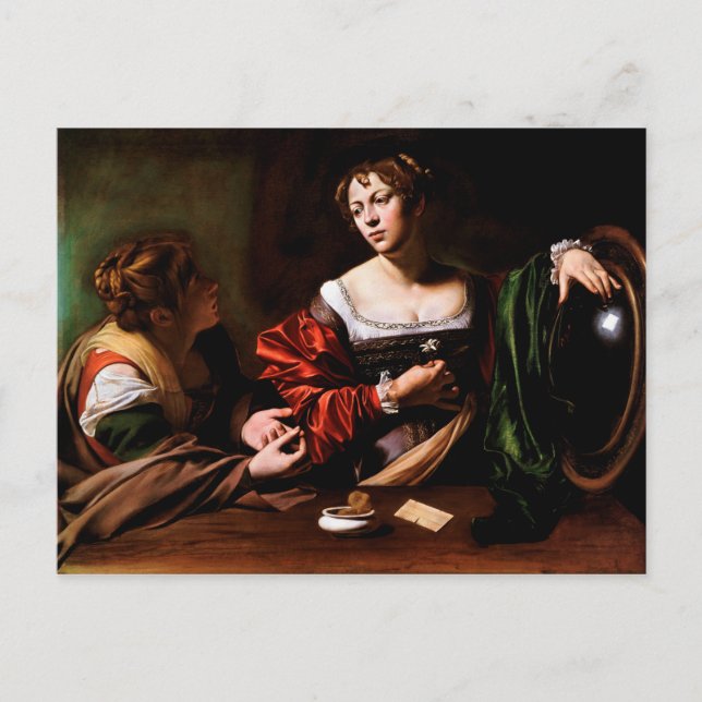 Martha och Mary Magdalene av Caravaggio (c 1598) Vykort (Framsida)