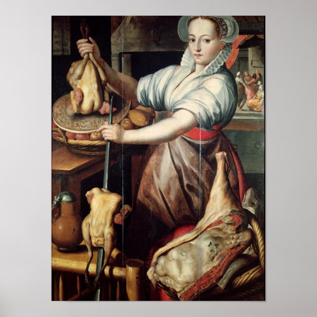 Martha Preparerar middag för Jesus Poster (Framsidan)