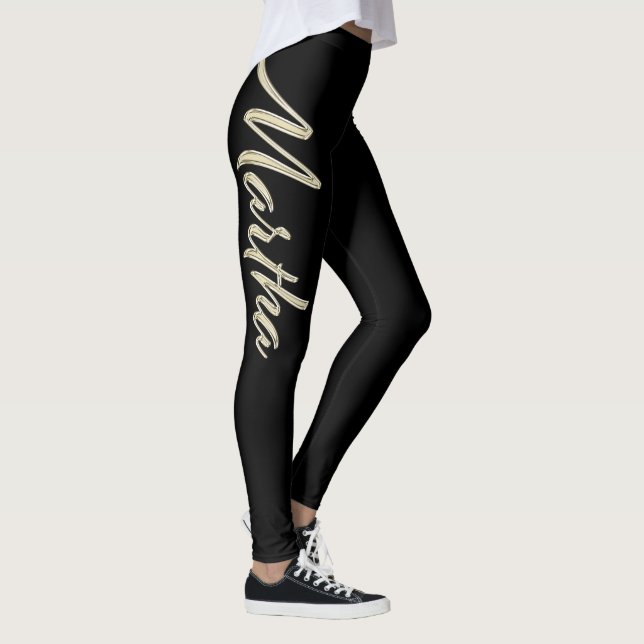 Martha white gold Handwriting Hose Leggings (Höger)
