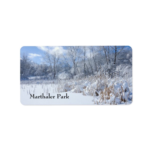 Marthaler Park Frozen Pond och Träd Adressetikett (Framsidan)
