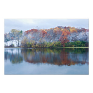 Marthaler Park Snowy Autumn Morgon Fototryck