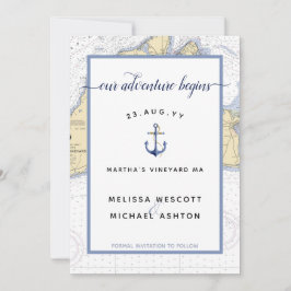 Martha's Vineyard Autentin Nautical Bröllop Spara Datumet