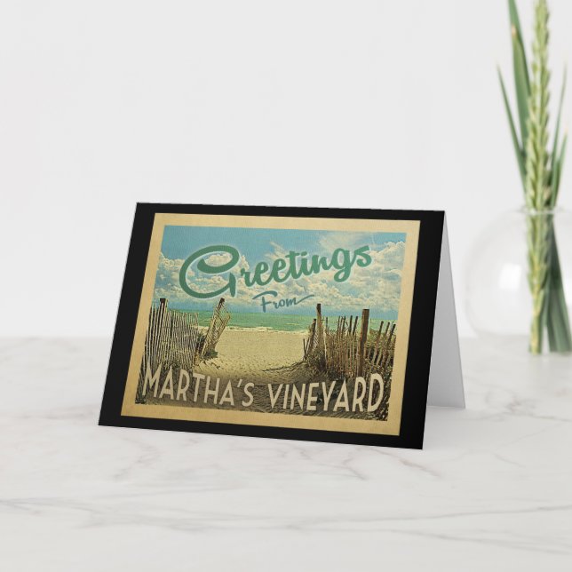 Martha's Vineyard Beach Vintage resor Kort (Framsida)