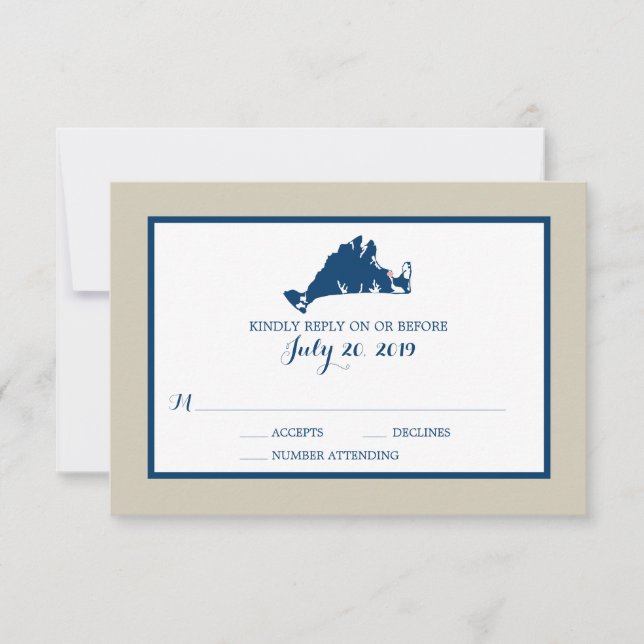 Marthas Vineyard Blue Karta | Bröllop OSA (Framsida)