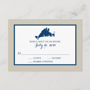 Marthas Vineyard Blue Karta Bröllop OSA Kort
