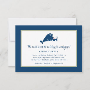 Marthas Vineyard Blue Karta med Heart Bröllop OSA Kort