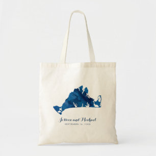 Marthas Vineyard Blue Pavisserligen Karta Bröllop Tygkasse