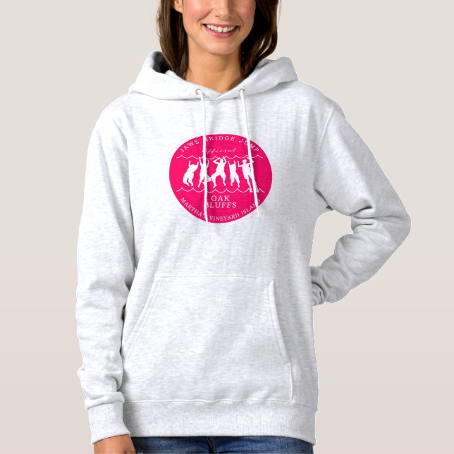 Martha's Vineyard Bridge Jump Rosa Logotyp Hoodie T Shirt (Framsida)