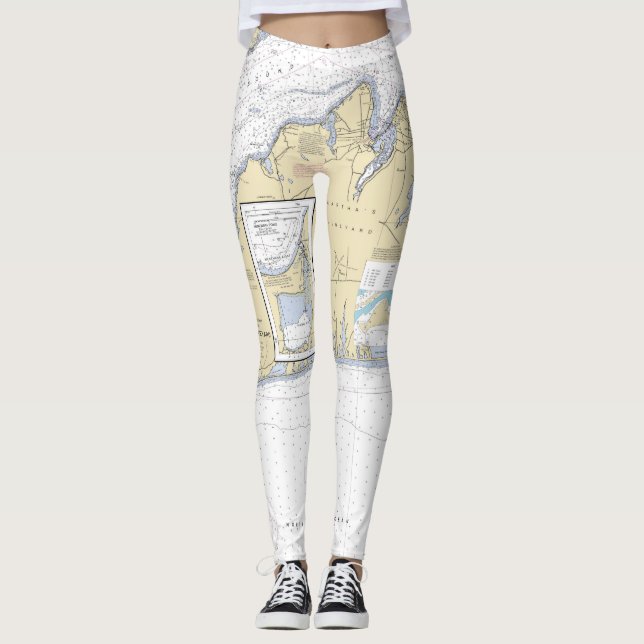 Martha's Vineyard Cape Cod MORSA Nautical Chart Leggings (Framsida)