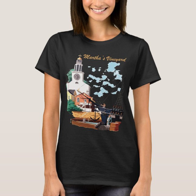 Martha's Vineyard Church Harbor Resa T Shirt (Framsida)