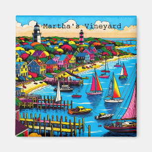 Martha's Vineyard Färgkonst av Abstrakt Magnet