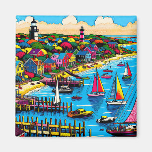 Martha's Vineyard Färgkonst av Abstrakt Magnet