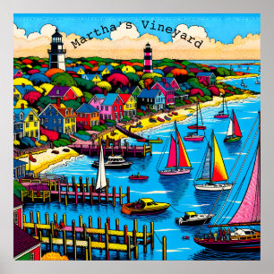 Martha's Vineyard Färgkonst av Abstrakt Poster