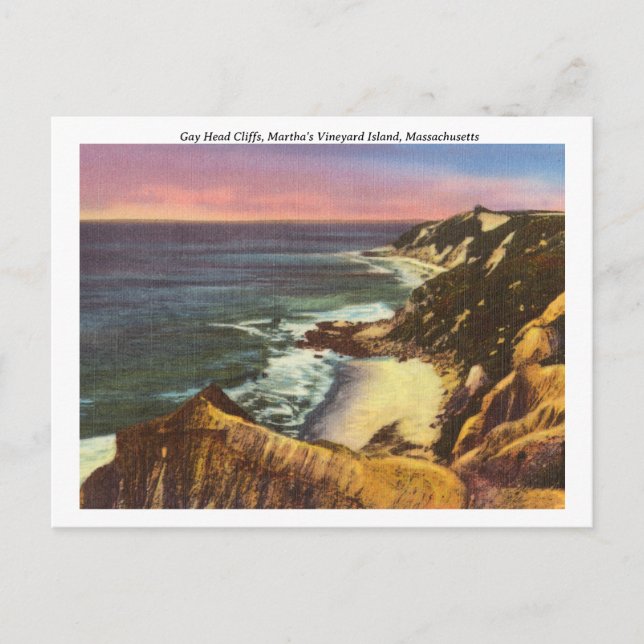 Martha's Vineyard Gay Head Cliffs Vintage Vykort (Framsida)