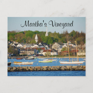 Martha's Vineyard Harbor Cape Cod Mass Post Card Vykort