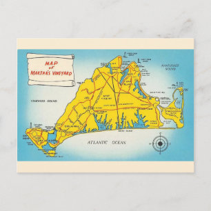 Martha's Vineyard Karta Vykort