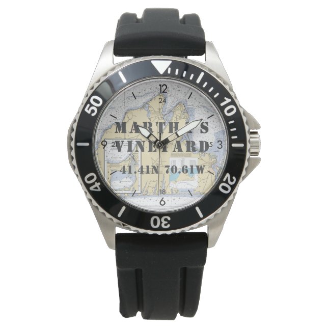 Martha's Vineyard Latitude Longitud Boater Armbandsur (Framsida)