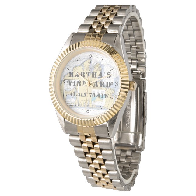 Martha's Vineyard Latitude Longitud Boater Armbandsur (Vinklad)