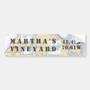 Martha's Vineyard Latitude Longitud Navigation Bildekal