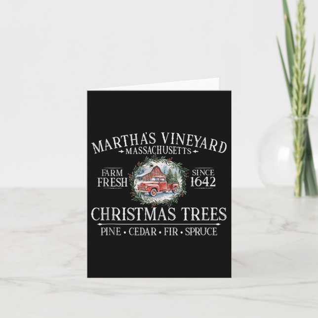 Martha's Vineyard Ma Christmas Trees Red Truck Whi Kort (Framsida)