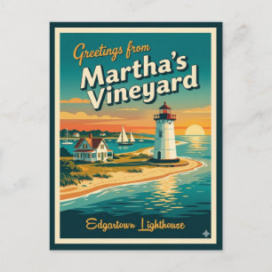 Martha's Vineyard MA, Edgartown Lighthouse -> Mart Vykort