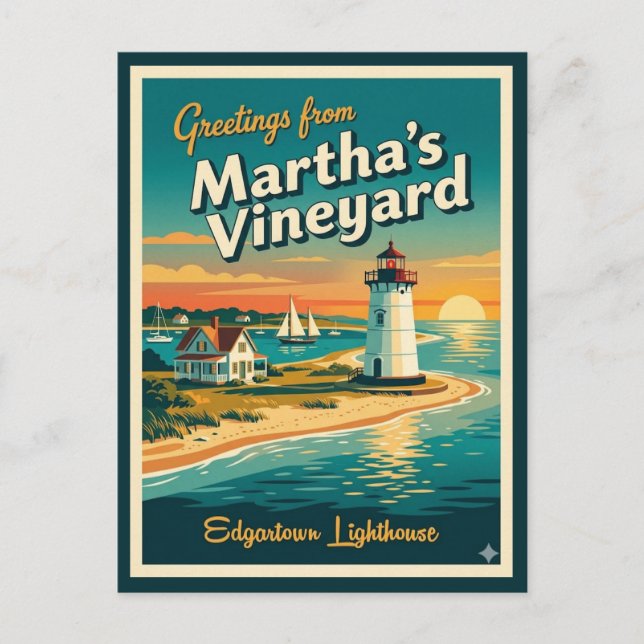 Martha's Vineyard MA, Edgartown Lighthouse -> Mart Vykort (Framsida)