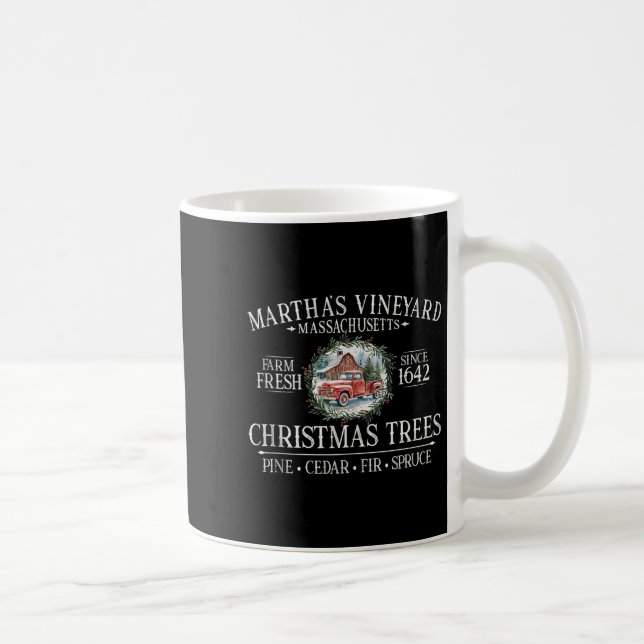 Martha's Vineyard Ma Julgranar Röda Lastbil Vit  Kaffemugg (Höger)