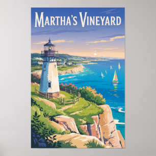 Martha's Vineyard Massachusetts fyr resor Poster