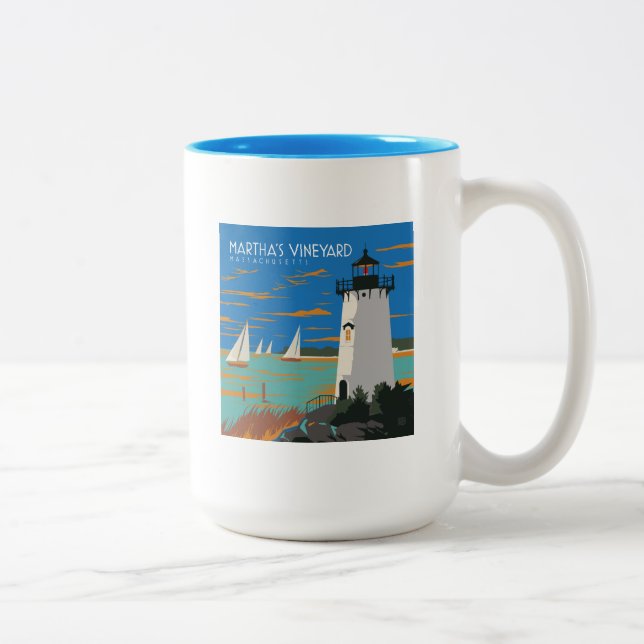 Martha's Vineyard, Massachusetts | fyr Två-Tonad Mugg (Höger)