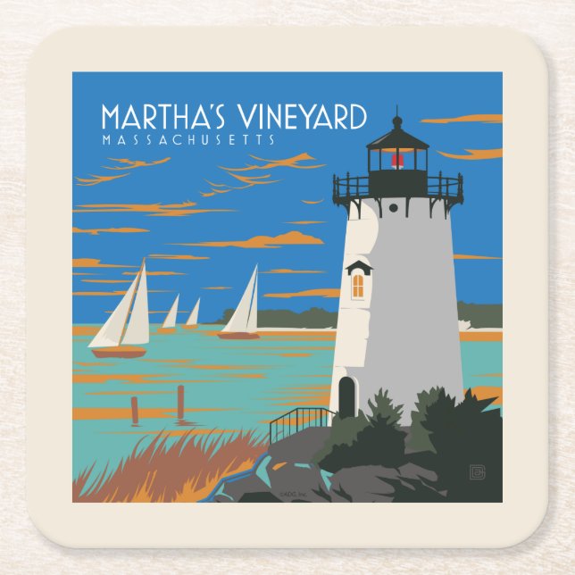 Martha's Vineyard, Massachusetts | fyr Underlägg Papper Kvadrat (Framsidan)