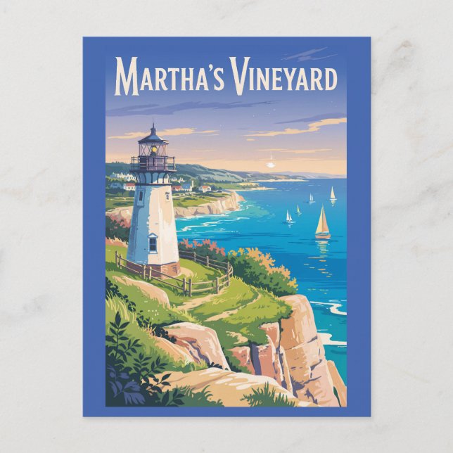 Martha's Vineyard Massachusetts Fyrtorn Resa Vykort (Framsida)
