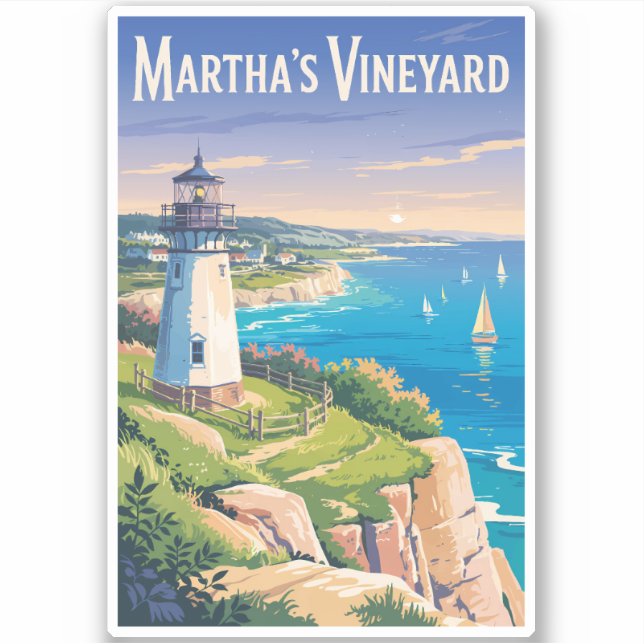 Martha's Vineyard Massachusetts fythouse Travel Klistermärken (Framsida)