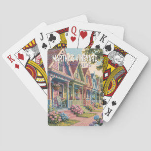 Martha's Vineyard Massachusetts Illustration Retro Casinokort