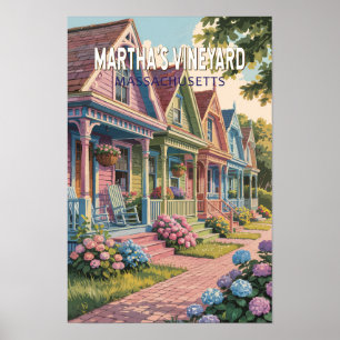 Martha's Vineyard Massachusetts Illustration Retro Poster