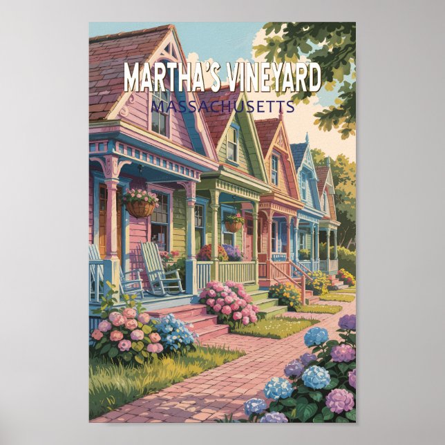 Martha's Vineyard Massachusetts Illustration Retro Poster (Framsidan)