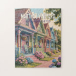Martha's Vineyard Massachusetts Illustration Retro Pussel<br><div class="desc">Martha's Vineyard retro-vektor är färdigt. Martha's Vineyard,  en picturesque-ö utanför Massachusetts kusten,  är känd för sina vackra stränder,  charming städer,  ikonfyrar och New Englands vibe.</div>
