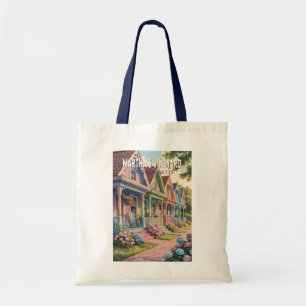 Martha's Vineyard Massachusetts Illustration Retro Tygkasse